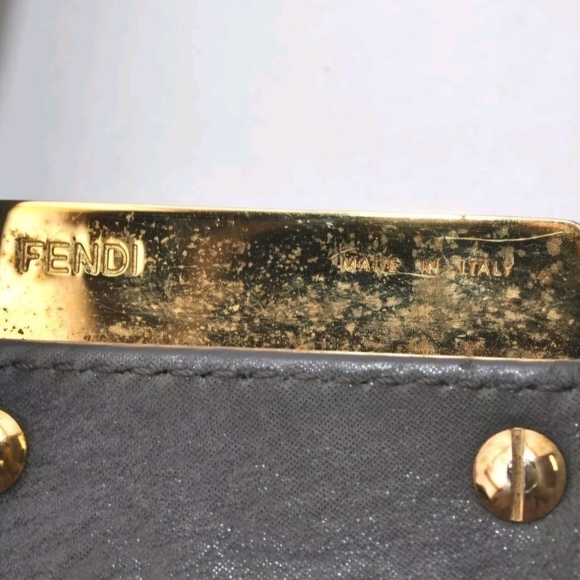 Fendi Mama baguette.  Grey nubuck with slight metallic and lucite hardware. - Picture 4 of 16